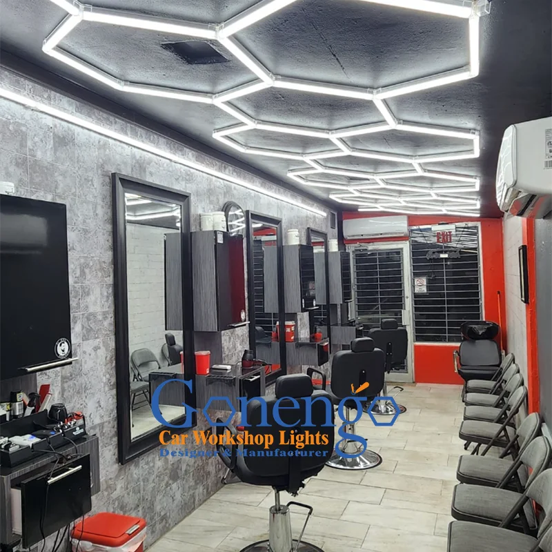 Various Shapes Linkable Gym Shop Garage Car Beauty Hexagonal Led Barber Light