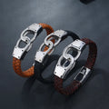 Wholesale Cowhide Leather Stainless Steel Clasp Magnetic Bracelet