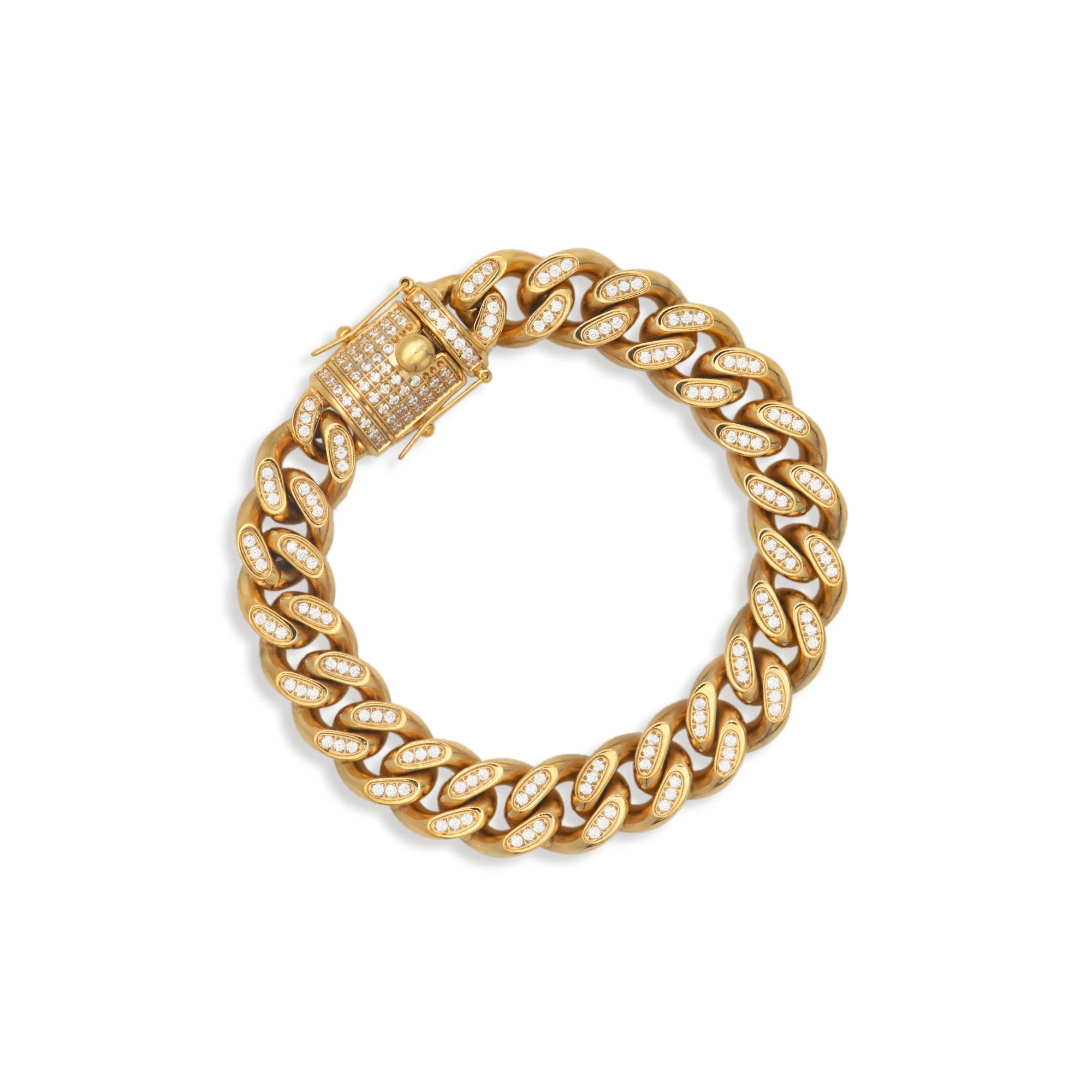 Chris April Charm 316L Stainless Steel 18k PVD Plated Cuban Link Chain Chunky Hiphop Bracelets