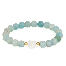 4/6/8mm Shell Heart Natural Stone Bracelet