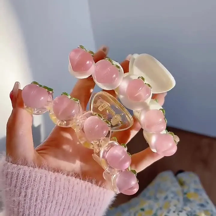 Artiglio Dei Capelli  Sweet Peach Hair Claw Summer Acrylic Hair Clips Hairpin Crab Ponytail Clip Pink Bear Shark Clip