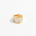 Fenny 18K Gold Plated Retro Irregular Green&White Shell Ring Personality for Women Stainless Steel Wholesale Jewelry