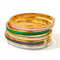 Women's Micro Pave CZ Diamond Wedding Bracelet Stainless Steel Gold Finish Snap Buckle Lucky Charm Bangle Trendy for
