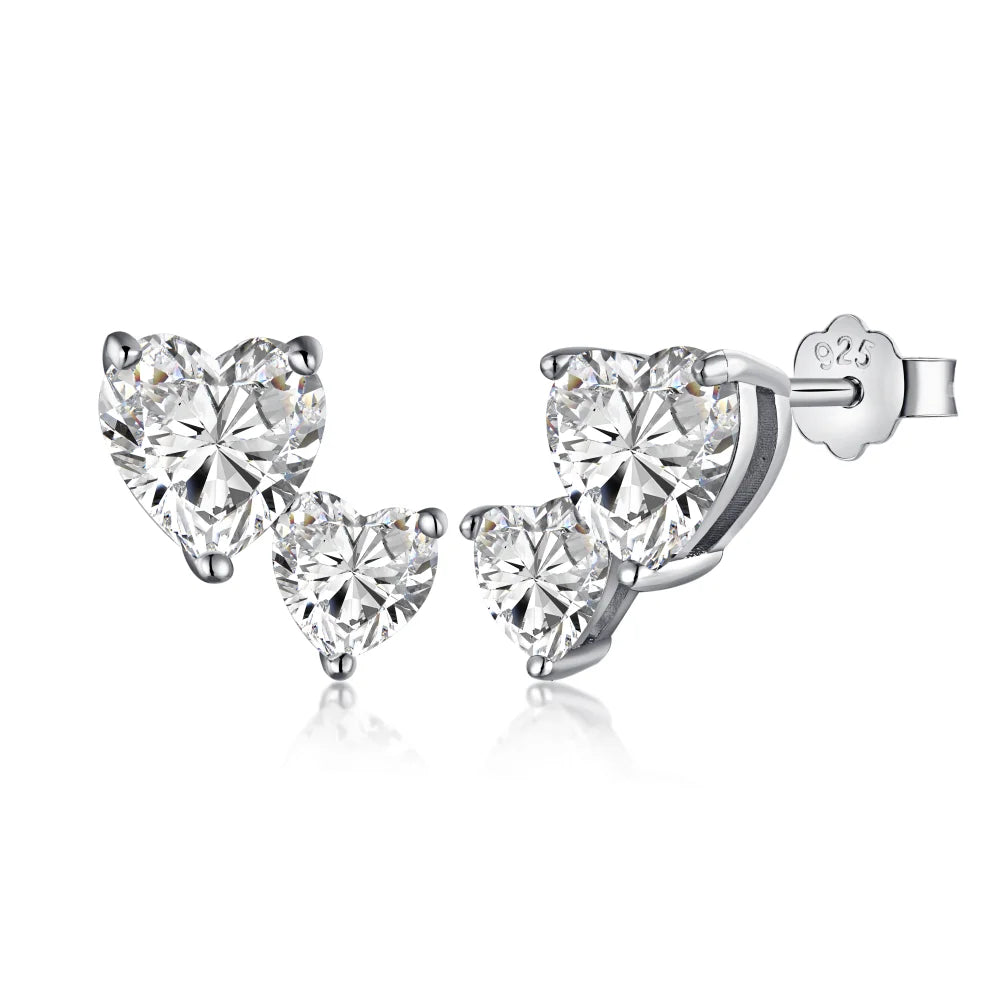 Dylam Iced Out Stud Earrings for Women Screw-Back Hypoallergenic CZ Heart Stud Earrings Ear Studs for Women