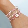 Shell Bracelet Shell Starfish Snail Beads Handcrafted Woven Crystal Glass Bracelets for Women Ocean Themed Jewelry