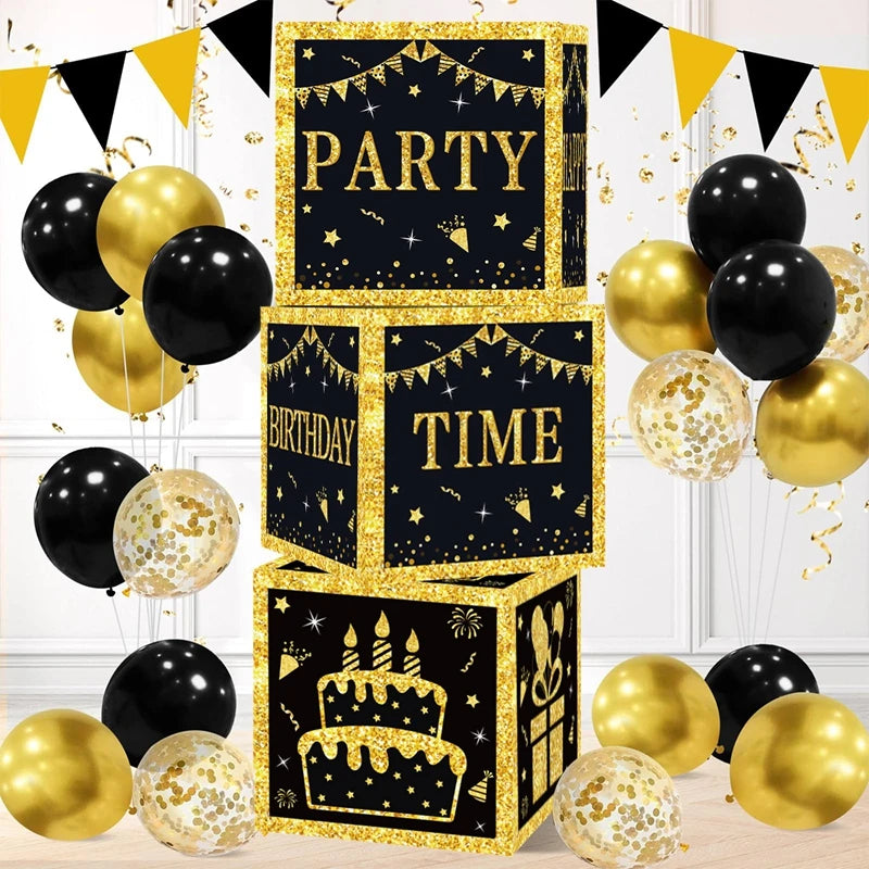 Luxury Pink/Black Gold Balloon Box for Birthday Party New Arrival Happy Birthday Party Decoration Shopping Mall Layout Elegant
