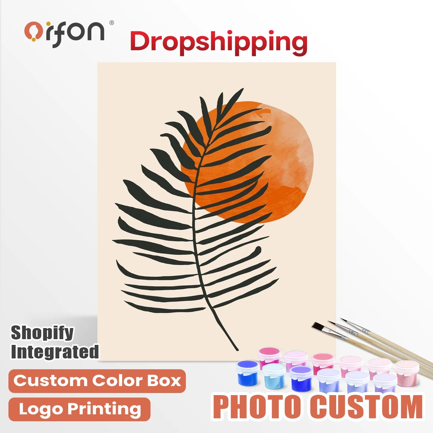 Orfon Dropshipping Minimalist Plants Paint by Numbers Kit - Boho Minimalist Wall Art for Home Decor DIY Craft