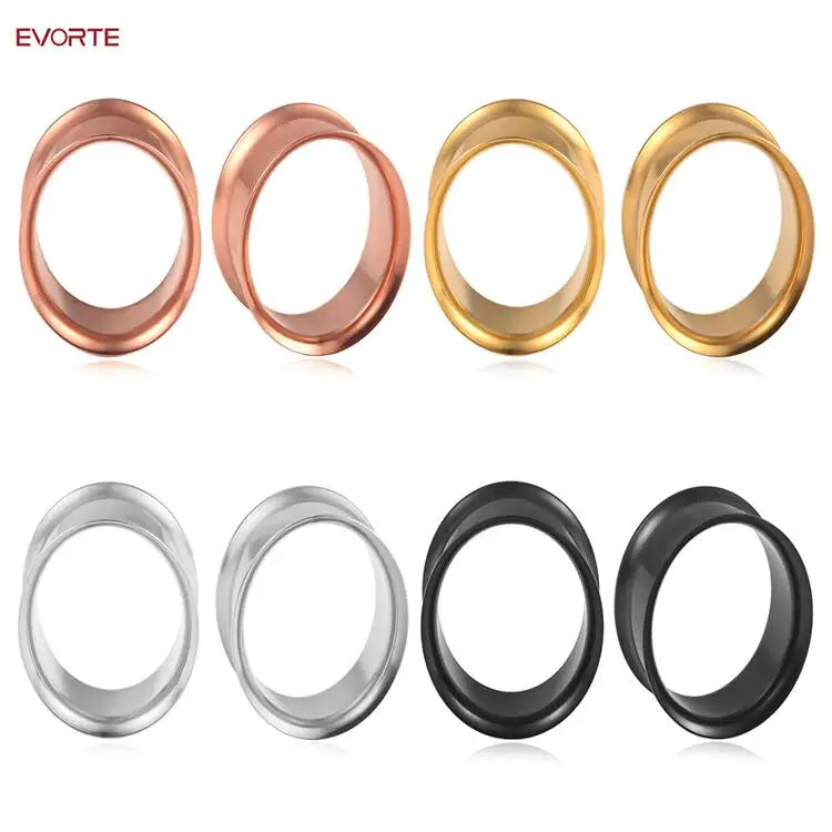 Evorte 316L Stainless Steel Round 6-30mm PVD Plating Rose Gold Ear Gauges Saddle Expander Plug Weights Unisex Body Jewelry