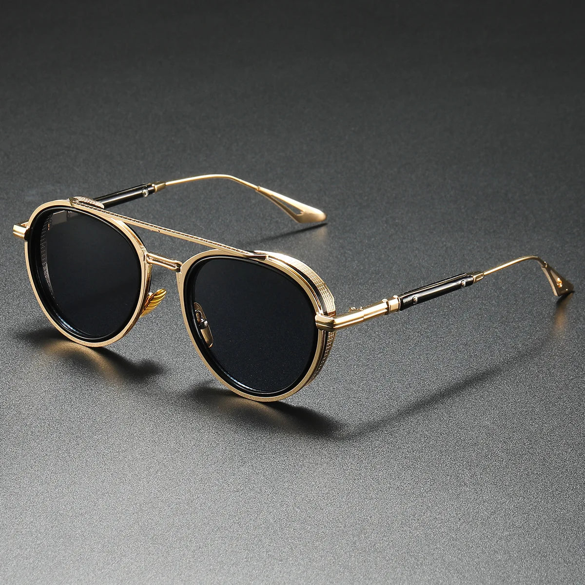 Fashion Vintage Retro Man Women Metal Circle Round Sunglasses Frame Designer Circle Shades  Double Bridge Sunglasses for Man