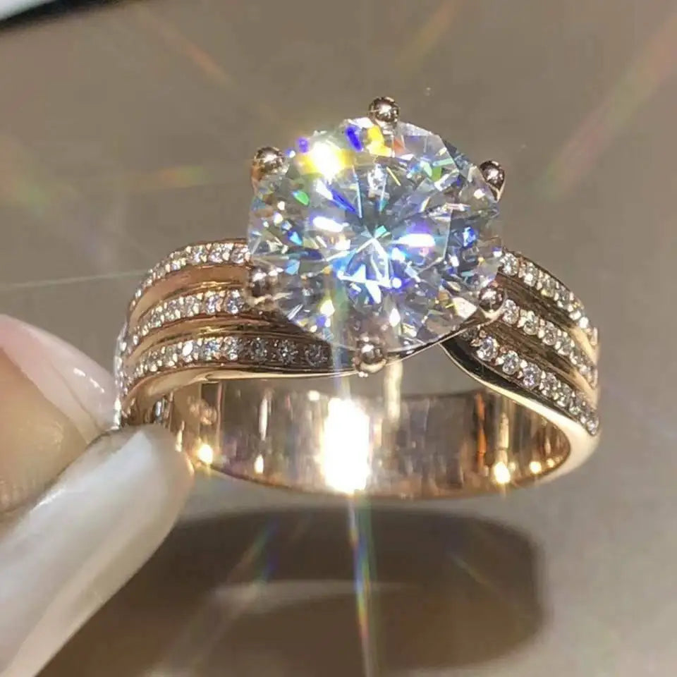 CAOSHI Jewelry Three Layer Micro Pave Tiny CZ and Round Shiny Gemstone Gold Women Rings Stackable Luxury Gold Rings