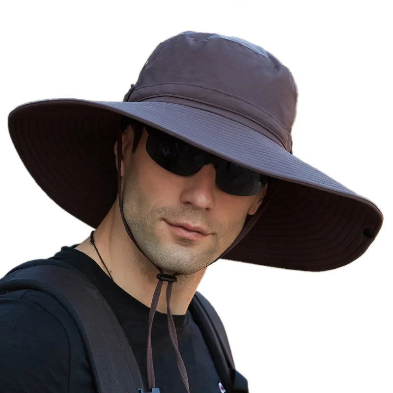 OEM Wide Brim Adjustable Fisherman Hat With Strings Waterproof Nylon Fishing Bucket Hats