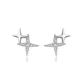 New Trendy 925 Sterling Silver Women Four-pointed Star Simple Fashion Diamond Star Stud Earrings