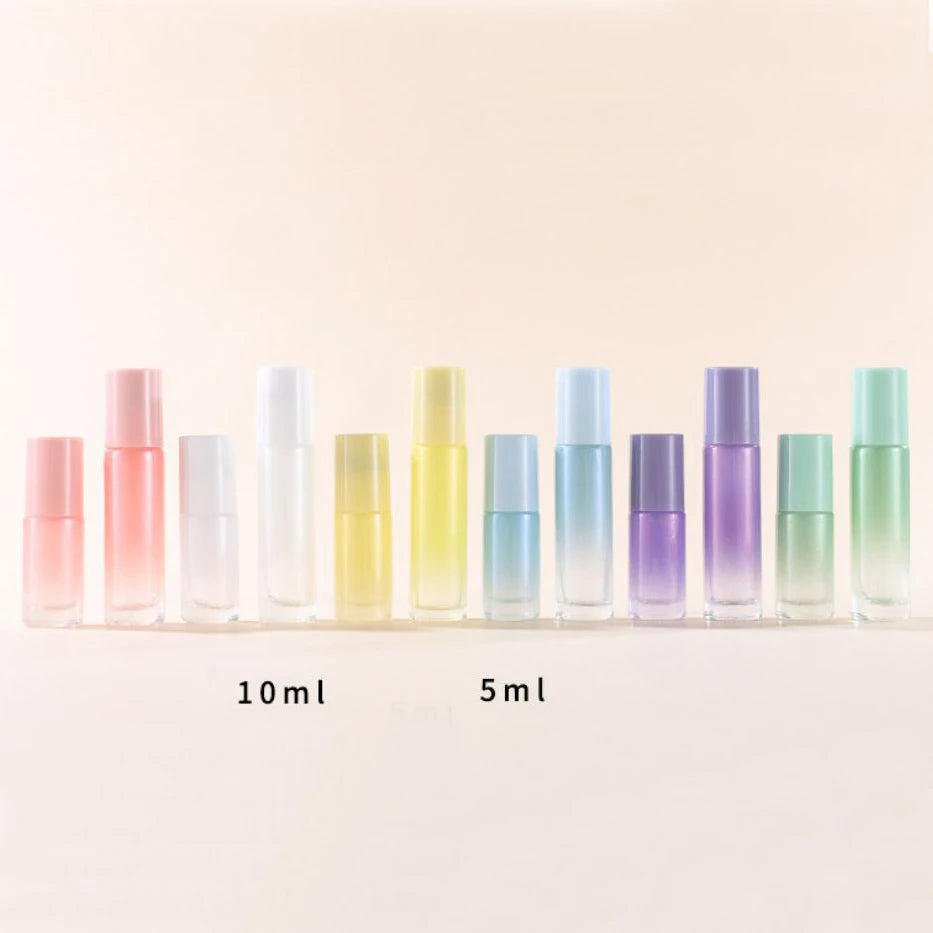 Skincare Essential Oil Packaging Gemstone Stainless Steel Metal Roller Ball Roll on Glass Perfume Bottle 10ml