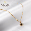 Ason Wholesale Fashion Stainless Steel Jewelry Necklace Round Black and White Shell Accessory Pendant Necklace