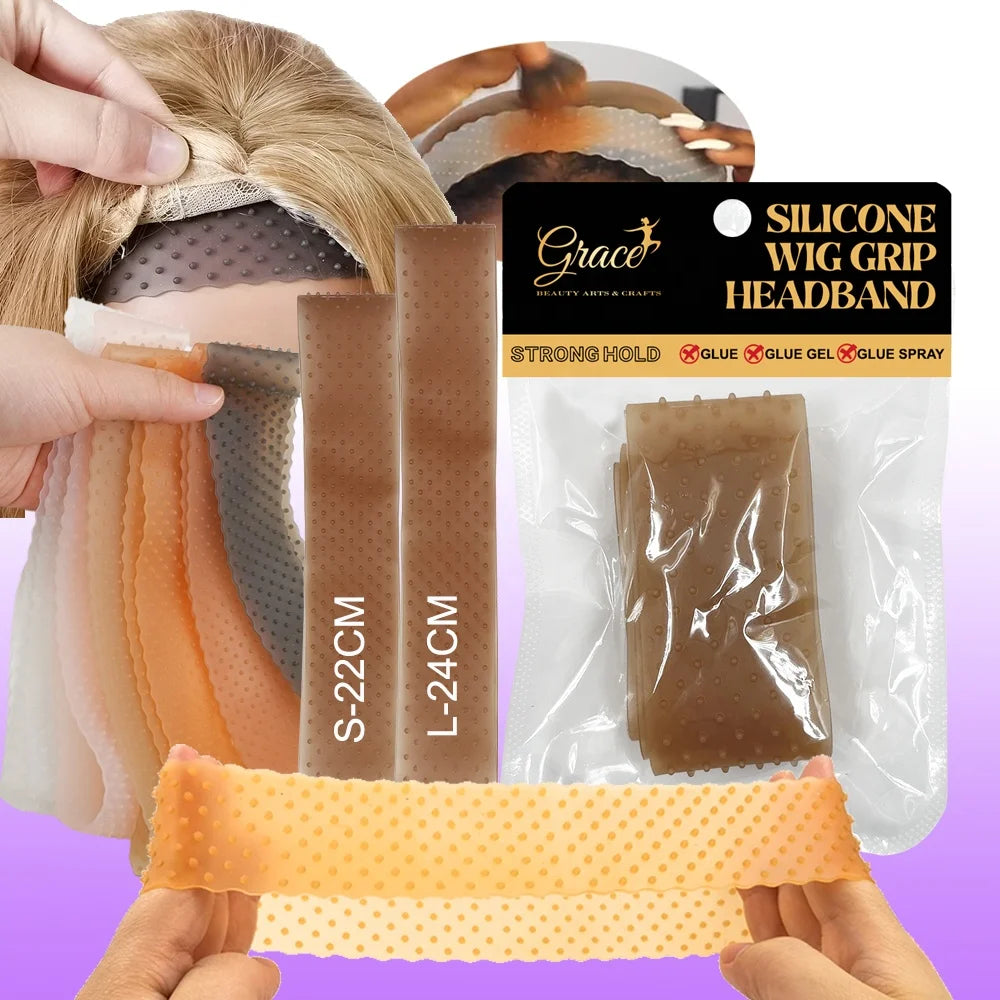 New Private Label S L Brown Black Secure Hold Elastic Wig Apply Head Band No Glue Non-Slip Silicone Lace Wig Grip Headband