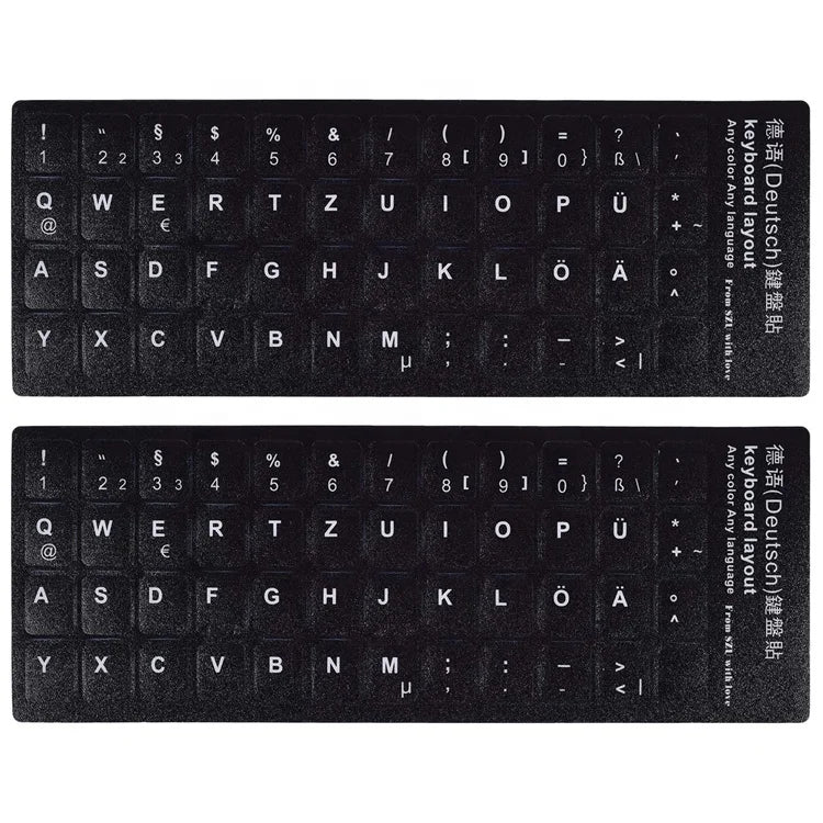 German Keyboard Replacement Sticker With White Lettering Sticker for PC Computer Laptop Notebook Desktop Keyboard