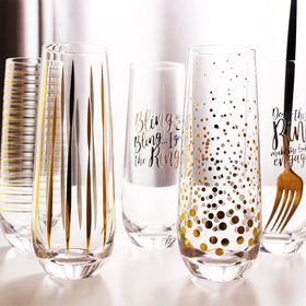 Factory Discounted for Champagne Flute Spray Electroplate Painted Crystal Glass Cup with Colors Decals for Drinking