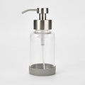 350ml 12oz Transparent Borosilicate Glass Foaming Soap Dispenser With Non-slip Silicone Sleeve and Silver Metal Foam Pump