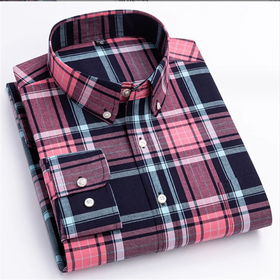 Garment Factory Wholesale Men's Plaid Cotton Long Sleeve Shirt Business Casual Cotton Long Sleeve Shirt