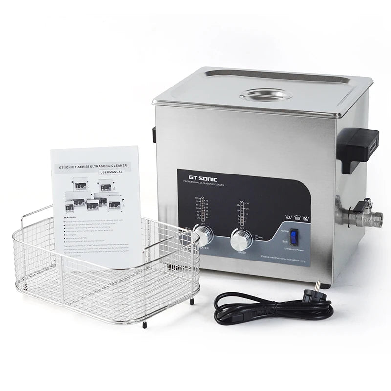 GT-T13 Electric New Industrial Ultrasonic Injector Cleaning Machine 300W 400W Heating 40KHz 13L Tank Stainless Steel 0-30MIN