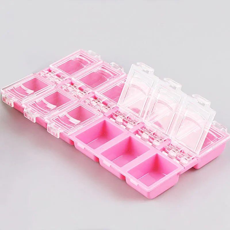 BIN 12-grid Rhinestone Box for Nail Tools and Store Rhinestone Accessories Double-open Lid Multifunctional Rhinestone Box