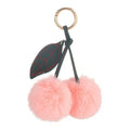 NEW Arrival 6cm Cherry Pom Pom Keychains PU Leather Keychain Wholesale