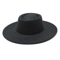 9.5CM Big Wide Brim Fedora Hat for Women Autumn Flat Top  Winter  Church Hats Versatile Felt Hat
