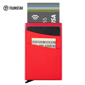 TILONSTAR TVC401 Aluminum Wallet With Elasticity Money Pocket Pop up Business Card Case Credit Card Holder
