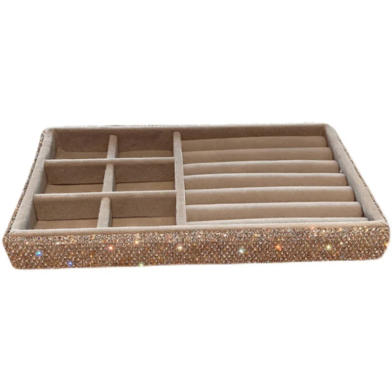 Factory Wholesale Sparkling Diamond & Rhinestone Jewelry Box Bling Display Organizer for Earrings Rings Necklaces for Storage