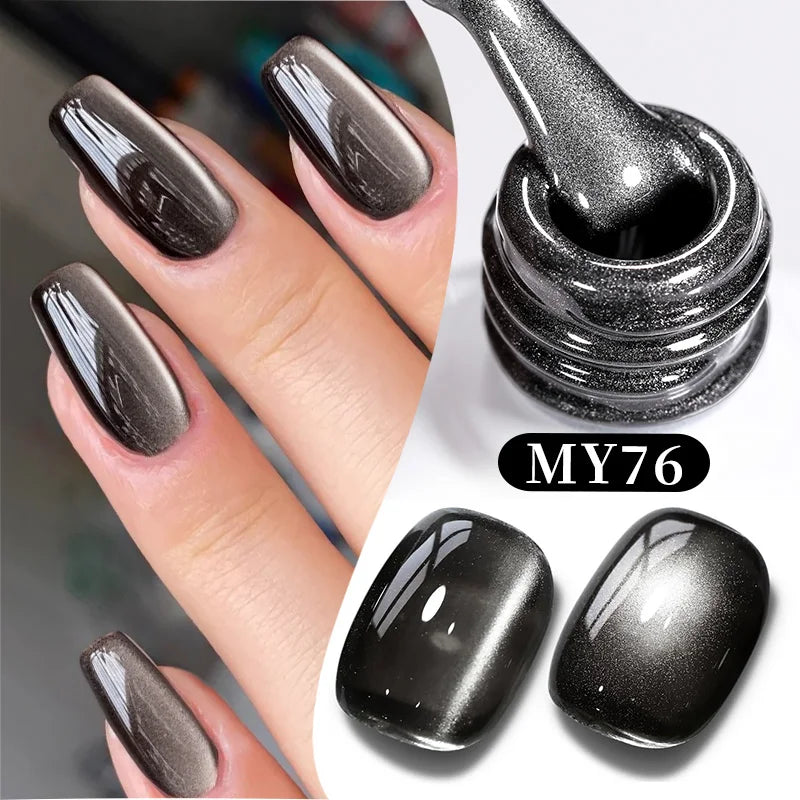 BORN PRETTY Obsidian Black Glass Bead Cat Eye Gel for Fall and Winter OEM Jelly Glossy Cat Magnetic Uv Gel Nail Art Varnish