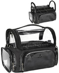 Relavel Partition Transparent Cosmetic Bag Vertical Makeup Brush Holder Travel Professional Cosmetic Bag with Shoulder Strap