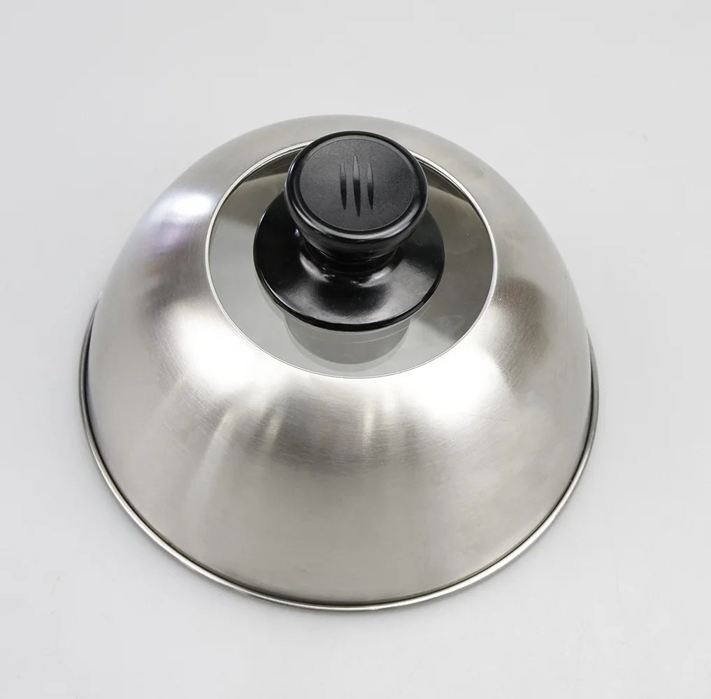 16 CM Custom Logo Burger Bell Heat-Resistant Steel Grill Dome with Plastic Handle for BBQ Tools Melting Cheese