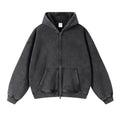 Oversized Full Zip Hoodies Vintage Acid Washed Zipper up Streetwear 3d Patter Printed Heavyweight Men's Clothing Hoodies