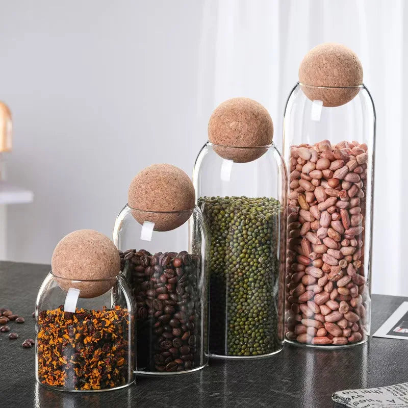 Canisters Clear Airtight Kitchen Food Storage Box Kitchen Containers  Glass Jar Storage Bottles & Jars Stackable