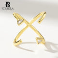ICEBELA Fine Jewelry Personality Trendy Niche Luxury 925 Sterling Silver Zircon All Angles Arrow Opening Rings for Girls