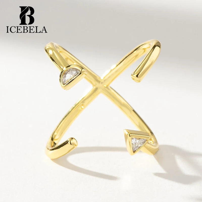 ICEBELA Fine Jewelry Personality Trendy Niche Luxury 925 Sterling Silver Zircon All Angles Arrow Opening Rings for Girls