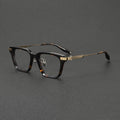 Clear Brown Gold Classic Titanium&Acetate Lightweight Square Full Optical Eyeglasses Frames Gold Metal Accents for Daily