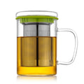Custom Logo Glass Cup with Stainless Steel Infuser Heat Resistant Large Capacity Glass Cup