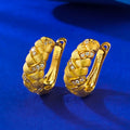 Fine Jewelry 925 Sterling Silver Gold Plated Wheat Ear Braided Brushed Earrings