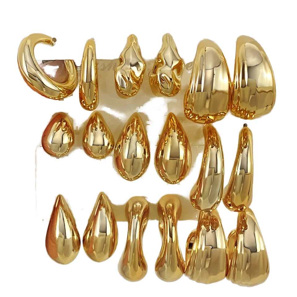 Women's Simple Punk C-Shaped Earring Set Good Quality Stainless Steel Jewelry Gold Plating Huggie Shape Fashion Hoop Earrings