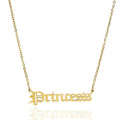 Fashion Chic Stainless Steel 18k Gold Plated Princess Letter Pendant Necklace for Women