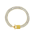 Wholesale Tarnish Free 18K Gold Plated Stainless Steel Cubic Zirconia Diamond Crystal Tennis Chain Lock Padlock Bracelet YF2550 MegaBDM