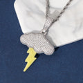 Top Icy Iced Out Luminous Lightning Bolt Pendant Brass 18K Gold Plated CZ Fashion Jewelry Pendants Cloud Necklace for Women