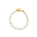 New Fashion Women Stainless Steel Ot Clasp Double-layer Pearl Bracelet