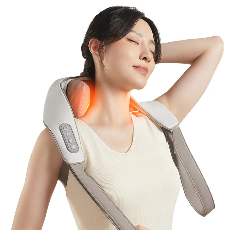 Electric Neck and Shoulder Relaxer 8D Heating Kneading Cervical Massage Shawl Pure Acupressure Neck & Shoulder Massager