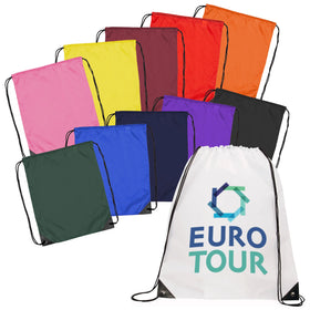 In Stock 11 Colors Nylon Backpack Drawstring Closure Strong Rope Metal Eyelets at the Base Custom Logo 210D Polyester NLB001