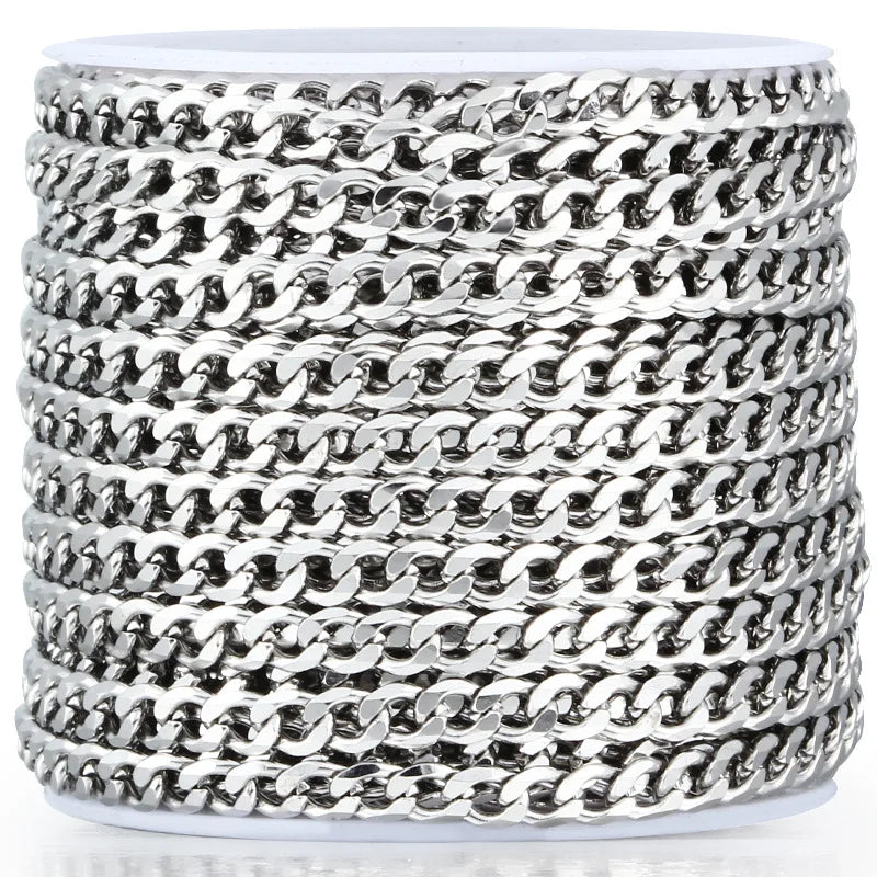 Stainless Steel Silver Plated Cross Chain Necklace Europe & America Style Unisex Fashion Jewelry Meter Length