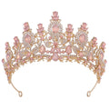 LUOXIN Luxury Women Green Blue Pink Wedding Party Opal Crystal Flower Tiara Crown
