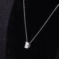 Starsgem Radiant Cut 14K White Gold Moissanite Pendant Necklace for Girls