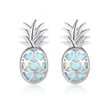 Fine Jewelry 925 Sterling Silver White Opal Pineapple Stud Earrings for Women